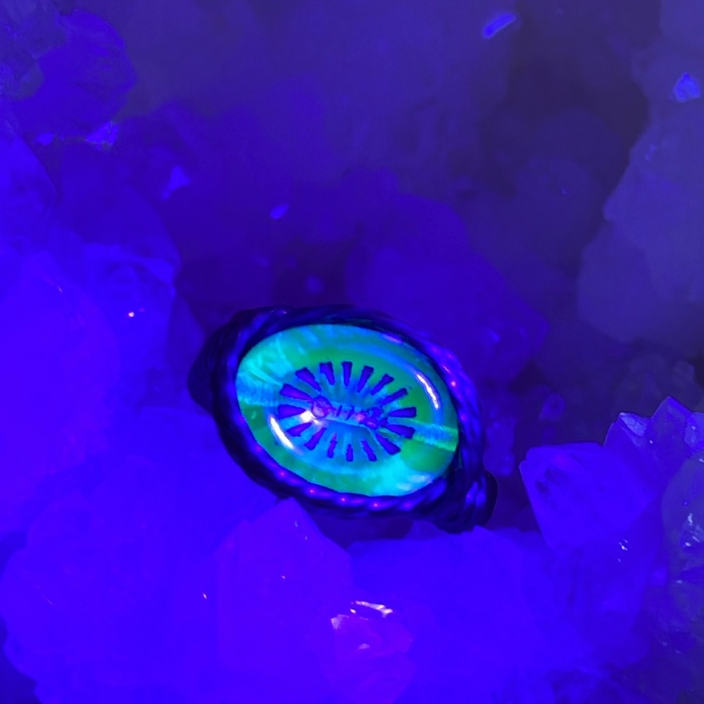 Uranium Czech Glass Copper wrapped ring 💚✨